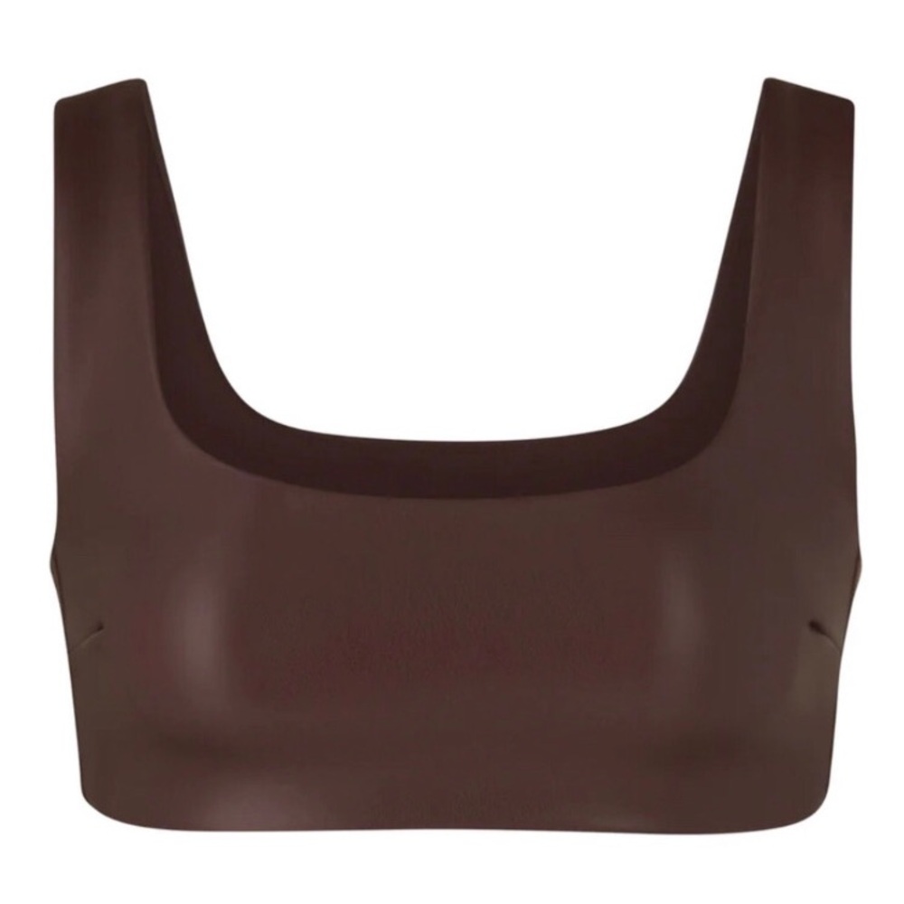 SKIMS VEGAN LEATHER BROWN BRALET TOP WOMENS SMALL